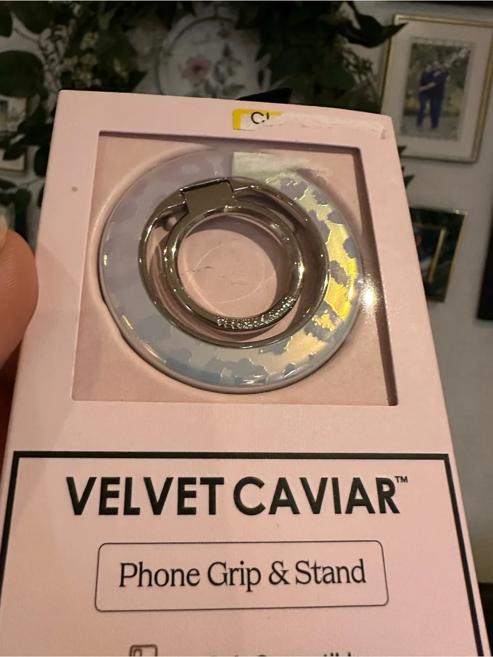 Velvet Caviar Pink Phone Grip & Stand with Silver Ring
